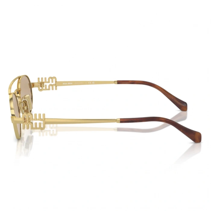 Miu Miu Kadın Güneş Gözlüğü - Oval Altın Metal Çerçeve Turuncu Cam 0MU 54ZS 5AK40D 53