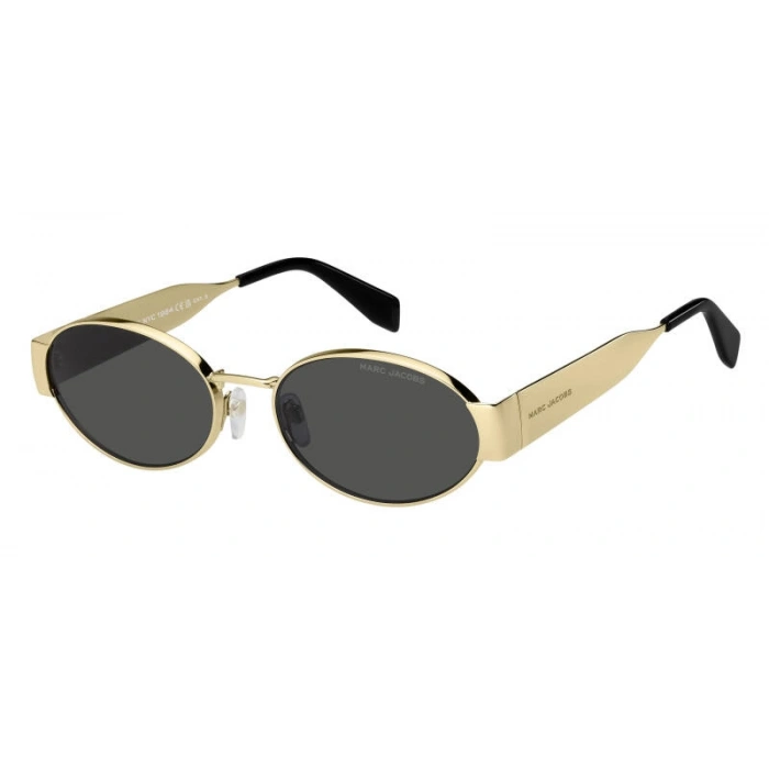 Marc Jacobs Kadın Güneş Gözlüğü - Oval Altın Metal Çerçeve Gri Cam UV400 MARC 806/S RHL/IR 58