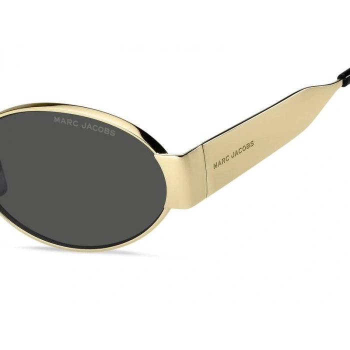 Marc Jacobs Kadın Güneş Gözlüğü - Oval Altın Metal Çerçeve Gri Cam UV400 MARC 806/S RHL/IR 58
