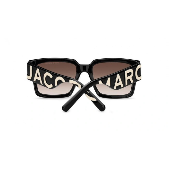 Marc Jacobs Unisex Güneş Gözlüğü - Dikdörtgen Siyah Kemik Çerçeve Kahverengi Degrade Cam UV400 MARC 739/S 80S/HA 54