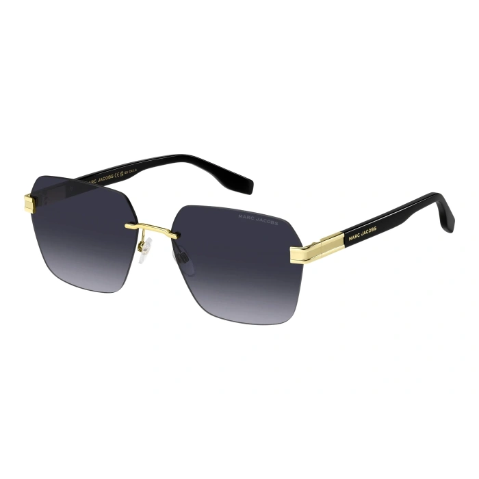 Marc Jacobs Erkek Güneş Gözlüğü - Geometrik Siyah Metal Çerçevesiz Çerçeve Koyu Gri Degrade Cam UV400 MARC 713/S 807/9O 61