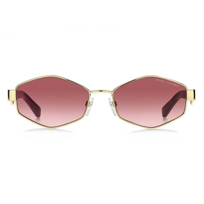 Marc Jacobs Kadın Güneş Gözlüğü - Geometrik Altın Metal Çerçeve Pembe Aynalı Degrade Cam UV400 496/S NOA/3X 55