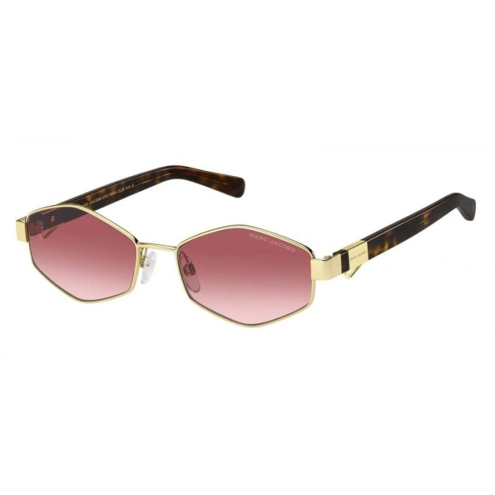 Marc Jacobs Kadın Güneş Gözlüğü - Geometrik Altın Metal Çerçeve Pembe Aynalı Degrade Cam UV400 496/S NOA/3X 55