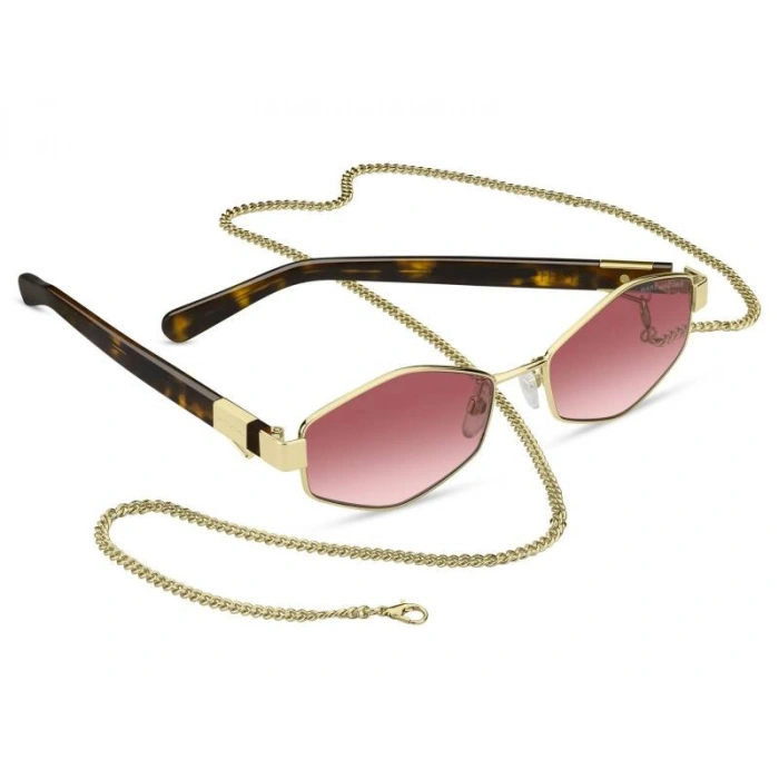 Marc Jacobs Kadın Güneş Gözlüğü - Geometrik Altın Metal Çerçeve Pembe Aynalı Degrade Cam UV400 496/S NOA/3X 55