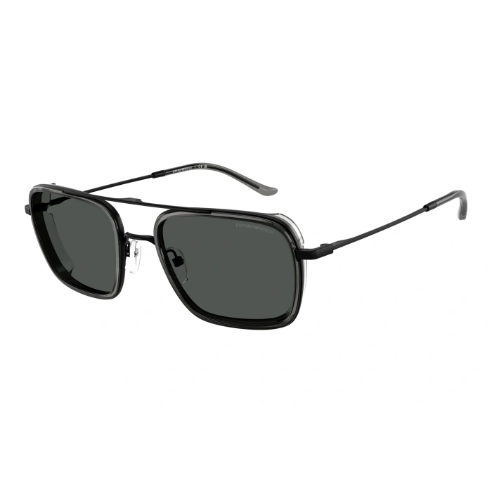 Emporio Armani Erkek Güneş Gözlüğü - Pilot Siyah Metal Çerçeve Füme Cam %100 UV Koruma 0EA2162 300187 54