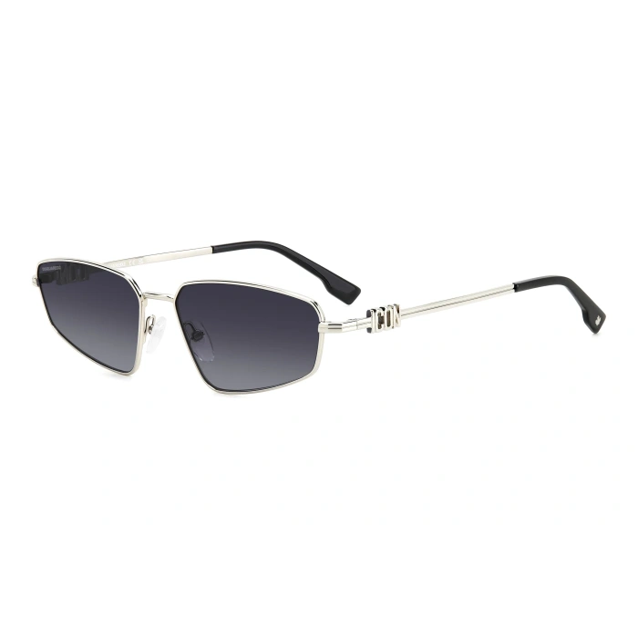 Dsquared2 Unisex Güneş Gözlüğü - Geometrik Gümüş Metal Çerçeve Koyu Gri Aynalı Degrade UV400 Cam %100 UV Koruma ICON 0015/S 010/9O 60