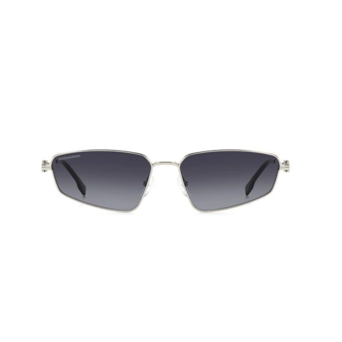 Dsquared2 Unisex Güneş Gözlüğü - Geometrik Gümüş Metal Çerçeve Koyu Gri Aynalı Degrade UV400 Cam %100 UV Koruma ICON 0015/S 010/9O 60