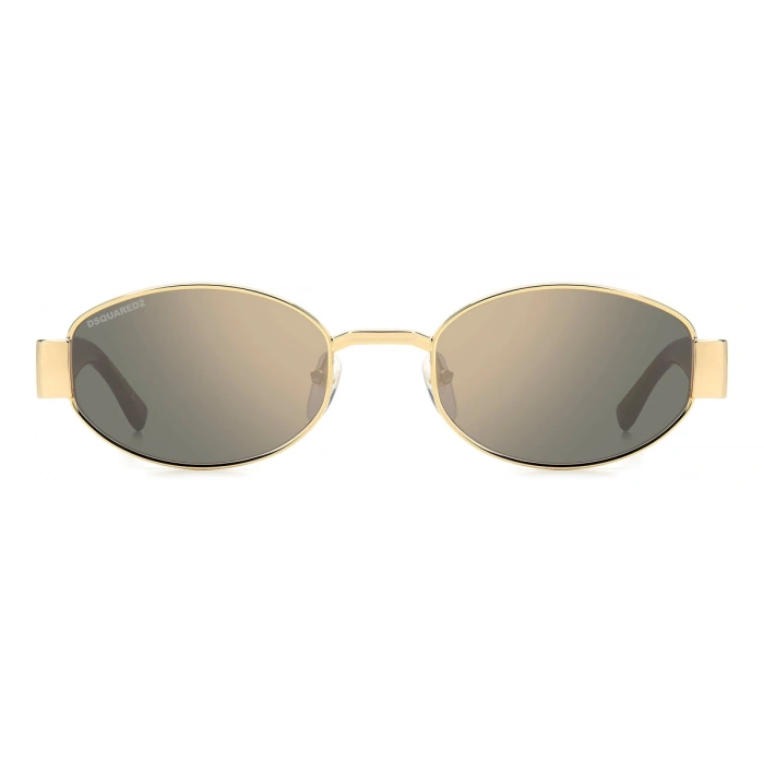 Dsquared2 Erkek Güneş Gözlüğü - Oval Altın Metal Çerçeve Gri Polarize Aynalı UV400 Cam %100 UV Koruma D2 0155/S /SE 00053JO 53
