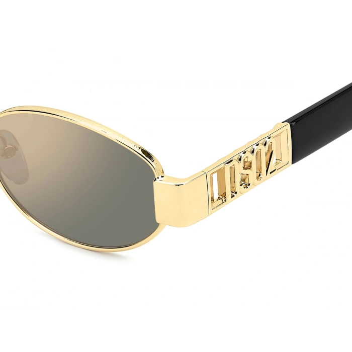 Dsquared2 Erkek Güneş Gözlüğü - Oval Altın Metal Çerçeve Gri Polarize Aynalı UV400 Cam %100 UV Koruma D2 0155/S /SE 00053JO 53