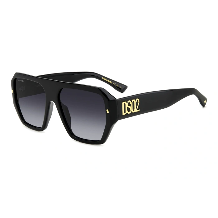 Dsquared2 Erkek Güneş Gözlüğü - Geometrik Siyah Kemik Çerçeve Koyu Gri Aynalı Degrade UV400 Cam %100 UV Koruma D2 0128/S 807/9O 58
