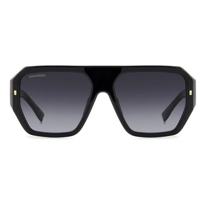 Dsquared2 Erkek Güneş Gözlüğü - Geometrik Siyah Kemik Çerçeve Koyu Gri Aynalı Degrade UV400 Cam %100 UV Koruma D2 0128/S 807/9O 58