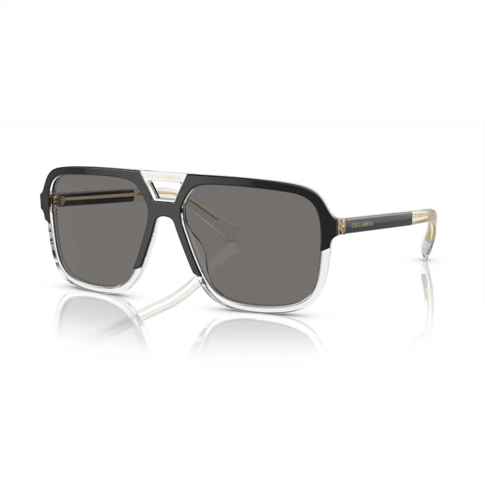 Dolce & Gabbana Erkek Güneş Gözlüğü - Kare Siyah Kemik Çerçeve Gri Polarize Degrade Cam %100 UV Koruma 0DG4354 501/81 58