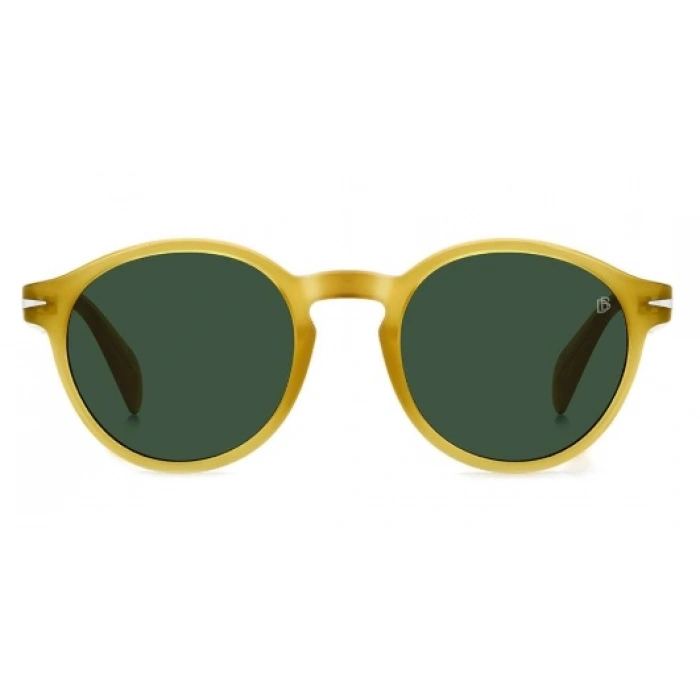 David Beckham Erkek Güneş Gözlüğü - Yuvarlak Sarı Çerçeve Yeşil Cam %100 UV Koruma 1178/S 40G