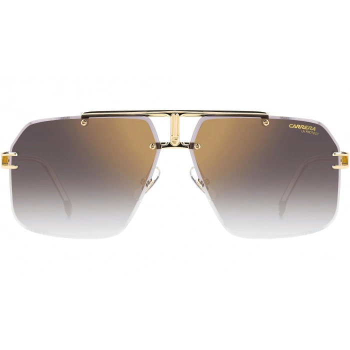 Carrera Erkek Güneş Gözlüğü - Çerçevesiz Altın Siyah Metal Çerçeve Gri Degrade Altın Aynalı Cam %100 UV Koruma CARRERA 1054/S RHL/FQ 63