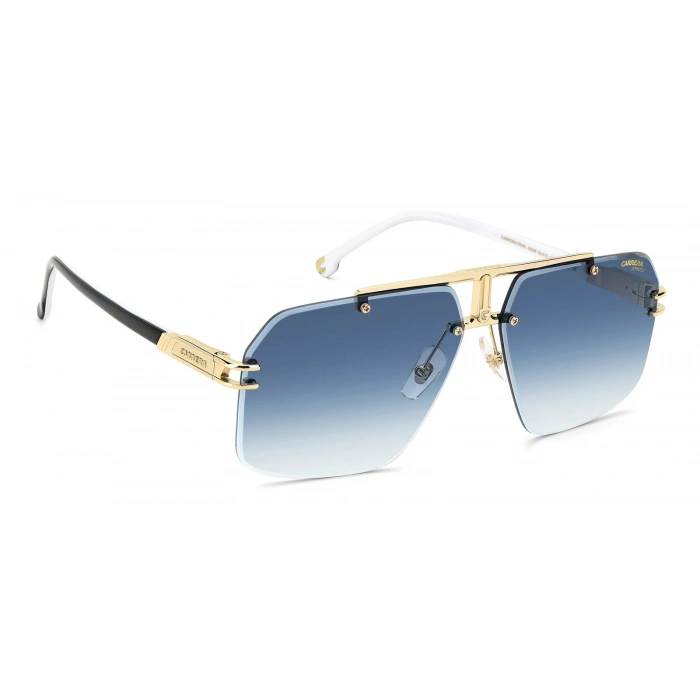 Carrera Erkek Güneş Gözlüğü - Çerçevesiz Altın Metal Çerçeve Mavi Degrade Cam %100 UV Koruma CARRERA 1054/S J5G 63