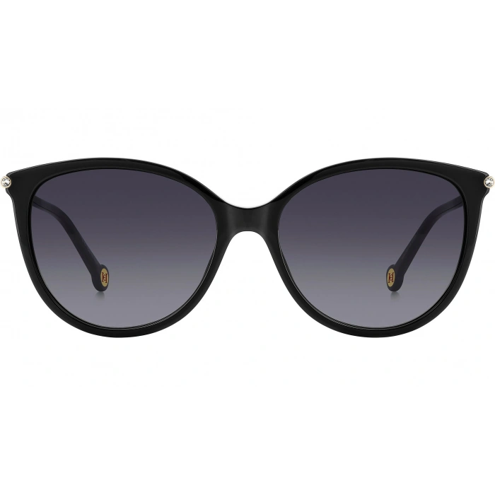 Carolina Herrera Kadın Güneş Gözlüğü - Cat-eye Siyah Altın Kemik Çerçeve Koyu Gri Degrade Cam %100 UV Koruma Her 0189/G/S 2M2 57