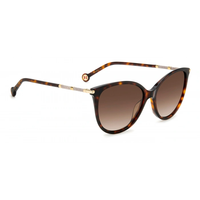 Carolina Herrera Kadın Güneş Gözlüğü - Cat Eye Havana Altın Kemik Çerçeve Kahverengi Degrade Cam %100 UV Koruma Her 0189/G/S 2IK 57