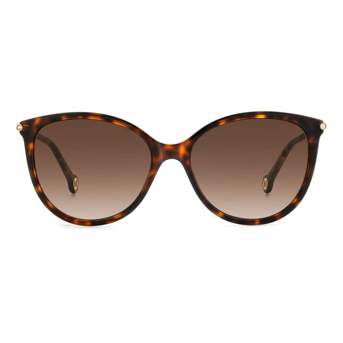 Carolina Herrera Kadın Güneş Gözlüğü - Cat Eye Havana Altın Kemik Çerçeve Kahverengi Degrade Cam %100 UV Koruma Her 0189/G/S 2IK 57