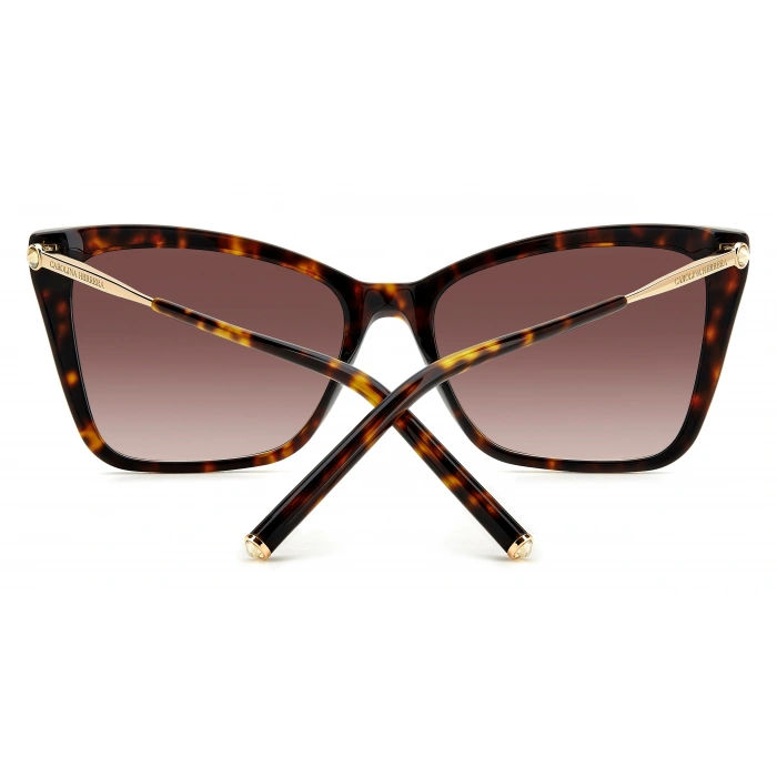 Carolina Herrera Kadın Güneş Gözlüğü - Butterfly Havana Altın Kemik Çerçeve Gri Degrade Cam %100 UV Koruma Her 0180/S 2IK 57