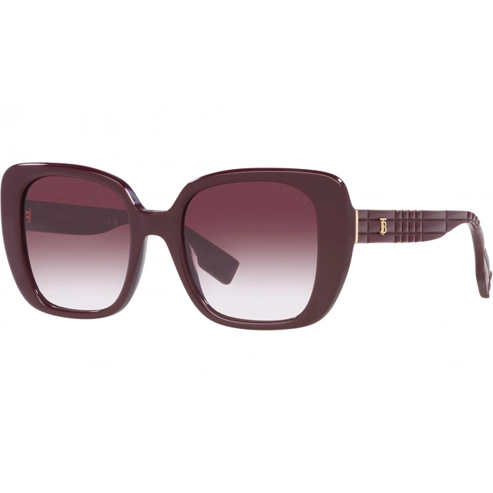 Burberry Kadın Güneş Gözlüğü - Kare Bordo Kemik Çerçeve Mor Degrade Cam %100 UV Koruma 0BE4371 39798h 52