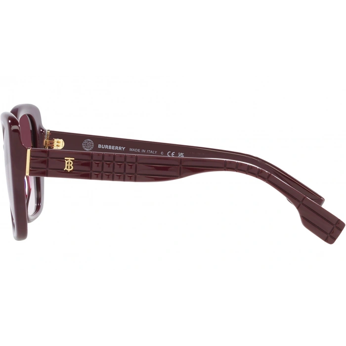 Burberry Kadın Güneş Gözlüğü - Kare Bordo Kemik Çerçeve Mor Degrade Cam %100 UV Koruma 0BE4371 39798h 52