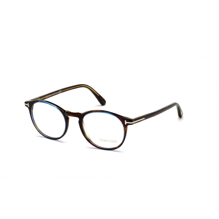 Tom Ford Erkek Gözlük – Yuvarlak Havana Kemik Çerçeve, Mavi Işık Filtreli Cam, UV400 Korumalı FT5294 056 50