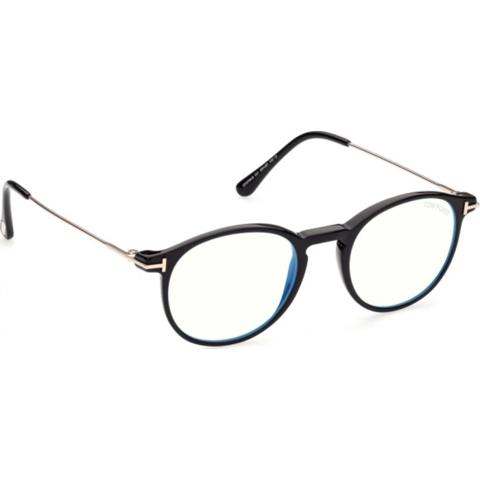 Tom Ford Numarasız Mavi Işık Korumalı Erkek Gözlük – Oval Siyah Altın Kemik Ve Metal Çerçeve, Mavi Işık Filtreli Cam, UV400 Korumalı FT5759-B 001 49