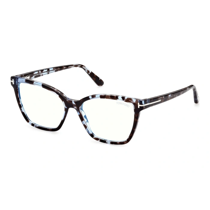 Tom Ford Numarasız Mavi Işık Korumalı Kadın Gözlük – Kelebek Havana Kemik Çerçeve, Mavi Işık Filtreli Cam, UV400 Korumalı FT5812-B 055 53