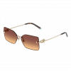 Tiffany & Co. Kadın Güneş Gözlüğü - Dikdörtgen Altın Metal Çerçeve Kahverengi Degrade Cam %100 UV Koruma 0TF3088
