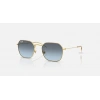 Ray-Ban Junior Unisex Güneş Gözlüğü - Asimetrik Altın Metal Çerçeve Mavi Cam Degrade %100 UV Koruma 0RJ9594S