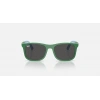 Ray-Ban Junior Unisex Güneş Gözlüğü - Kare Kauçuk Üzerine Yeşil Açık Mavi Kemik Çerçeve Koyu Gri Cam %100 UV Koruma 0RJ9084S
