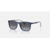 Ray-Ban Junior Unisex Güneş Gözlüğü - Kare Kauçuk Gri Üstüne Mavi Kemik Çerçeve Açık Kahverengi Cam Polarize, %100 UV Koruma 0RJ9084S