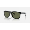 Ray-Ban Unisex Güneş Gözlüğü - BOYFRIEND TWO Kare Siyah Kemik Çerçeve Yeşil Cam Polarize %100 UV Koruma RB4547