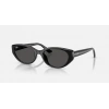 Ray-Ban Unisex Güneş Gözlüğü - Oval Siyah Kemik Çerçeve Koyu Gri Cam %100 UV Koruma 0RB4457D