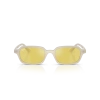 Ray-Ban Unisex Güneş Gözlüğü - Yastık Form Bulutlu Sıcak Beyaz Kemik Çerçeve Sarı Cam Aynalı %100 UV Koruma 0RB4455
