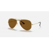 Ray-Ban Unisex Güneş Gözlüğü - Damla Altın Metal Çerçeve Kahverengi Cam Polarize %100 UV Koruma 0RB3025