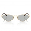 Miu Miu Kadın Güneş Gözlüğü - Asimetrik Altın Metal Çerçeve Gri Cam UV400 0MU 56ZS ZVN50K 56