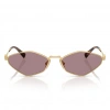 Miu Miu Kadın Güneş Gözlüğü - Asimetrik Altın Metal Çerçeve Pembe Cam 0MU 56ZS 5AK20I 56