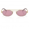 Miu Miu Kadın Güneş Gözlüğü - Oval Soluk Altın Metal Çerçeve Koyu Pembe Cam 0MU 54ZS ZVN50D 53
