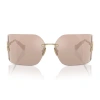 Miu Miu Kadın Güneş Gözlüğü - Yastık Form Soluk Altın Metal Çerçeve Kahverengi Cam 0MU 54YS ZVN20F 80
