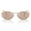 Miu Miu Kadın Güneş Gözlüğü - Oval Altın Metal Çerçeve Pembe Cam 0MU 52YS ZVN20F 54