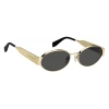 Marc Jacobs Kadın Güneş Gözlüğü - Oval Altın Metal Çerçeve Gri Cam UV400 MARC 806/S RHL/IR 58