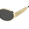 Marc Jacobs Kadın Güneş Gözlüğü - Oval Altın Metal Çerçeve Gri Cam UV400 MARC 806/S RHL/IR 58