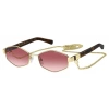 Marc Jacobs Kadın Güneş Gözlüğü - Geometrik Altın Metal Çerçeve Pembe Aynalı Degrade Cam UV400 496/S NOA/3X 55