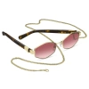 Marc Jacobs Kadın Güneş Gözlüğü - Geometrik Altın Metal Çerçeve Pembe Aynalı Degrade Cam UV400 496/S NOA/3X 55