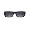 Dsquared2 Erkek Güneş Gözlüğü - Dikdörtgen Siyah Kemik Çerçeve Koyu Gri UV400 Cam %100 UV Koruma Icon 0011/S 807 54