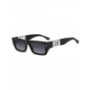 Dsquared2 Erkek Güneş Gözlüğü - Dikdörtgen Siyah Kemik Çerçeve Koyu Gri UV400 Cam %100 UV Koruma Icon 0011/S 807 54