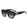Dsquared2 Erkek Güneş Gözlüğü - Geometrik Siyah Kemik Çerçeve Koyu Gri Aynalı Degrade UV400 Cam %100 UV Koruma D2 0128/S 807/9O 58