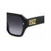 Dsquared2 Erkek Güneş Gözlüğü - Geometrik Siyah Kemik Çerçeve Koyu Gri Aynalı Degrade UV400 Cam %100 UV Koruma D2 0128/S 807/9O 58