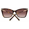 Carolina Herrera Kadın Güneş Gözlüğü - Butterfly Havana Altın Kemik Çerçeve Gri Degrade Cam %100 UV Koruma Her 0180/S 2IK 57
